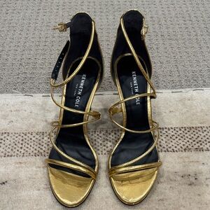 Kenneth Cole Metallic Gold Strappy Heels